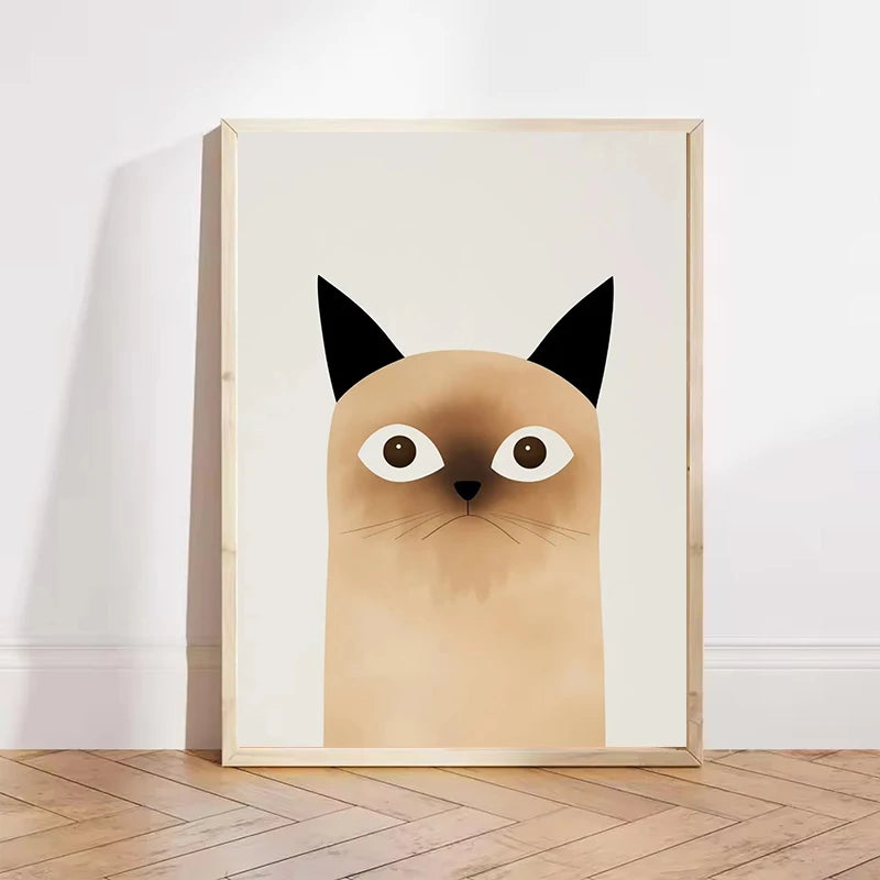 Cartoon Cute Cat Posters and Prints Minimalist Canvas Paintings Modern Wall Art Picture for Kids Room Nursery Decor Gifts