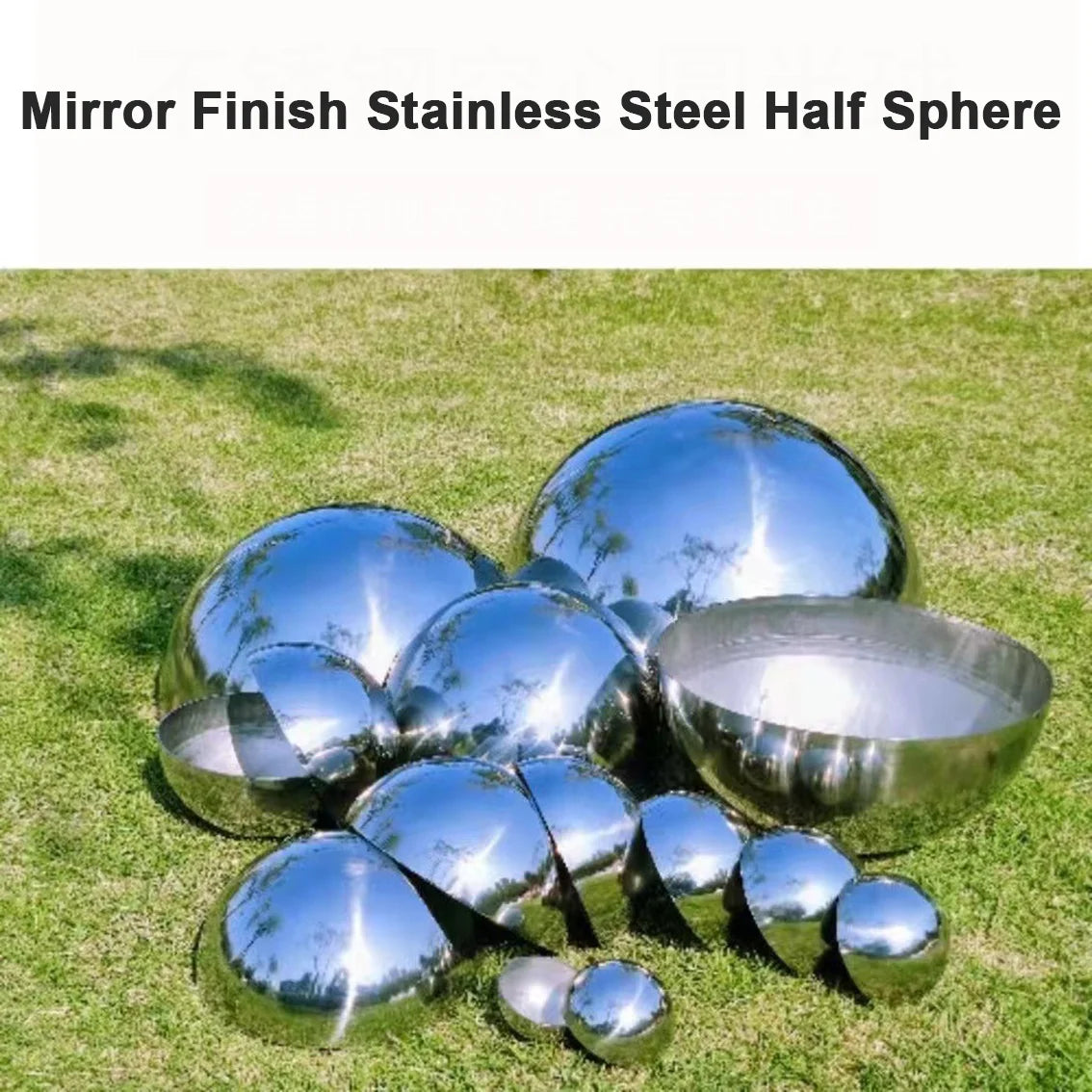 2.0mm Thick Diameter 51mm-300mm Duty 304 Stainless Steel Hemisphere Ball Mirror Polished Hollow Hemisphere Modern Art Wall Decor