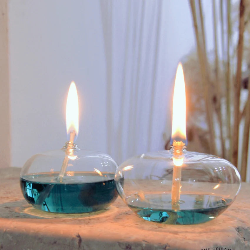 Glass Oil Lamp Set Glass  Lamp with Wick Desktop Emergency Light for Indoor Use Rustic Farmhouse Decoration Transparent