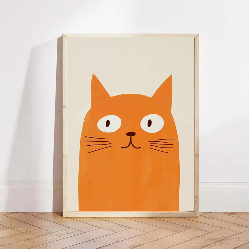 Cartoon Cute Cat Posters and Prints Minimalist Canvas Paintings Modern Wall Art Picture for Kids Room Nursery Decor Gifts