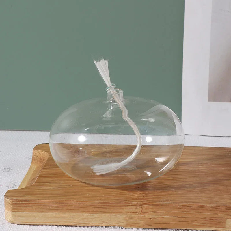 Glass Oil Lamp Set Glass  Lamp with Wick Desktop Emergency Light for Indoor Use Rustic Farmhouse Decoration Transparent