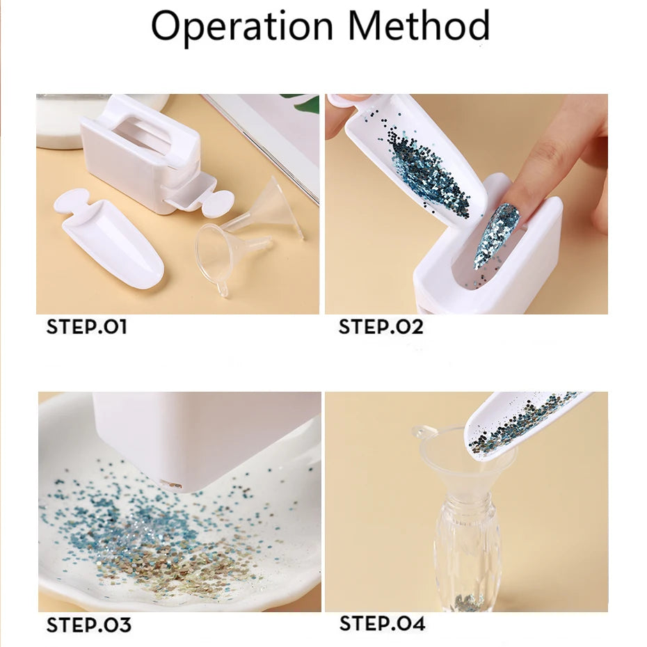 Double Layer Nail Glitter Powder Recycle Box Nail Tool Dust Collector Sequin Rhinestone Container Holder Manicure Storage Case