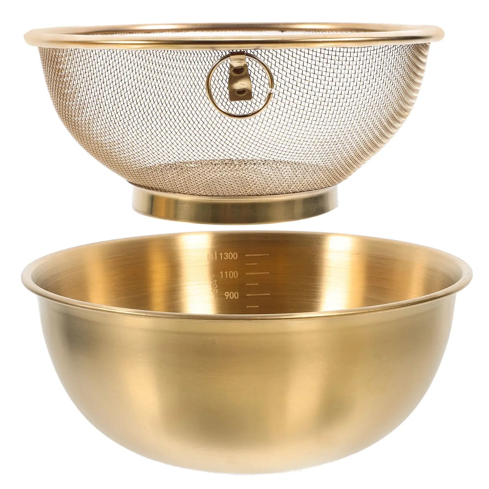 2pcs Stainless Steel Mixing Bowl Colander Rice Colander Basket Strainer Basket Vegetables Fruit Basket Washing Basin kicehn tool