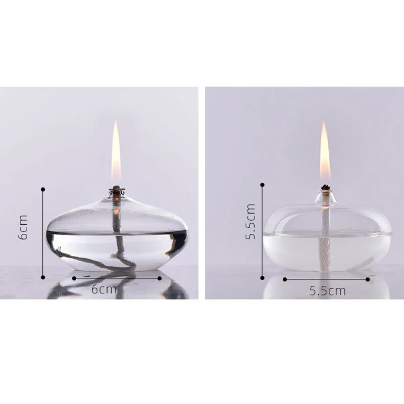 Glass Oil Lamp Set Glass  Lamp with Wick Desktop Emergency Light for Indoor Use Rustic Farmhouse Decoration Transparent