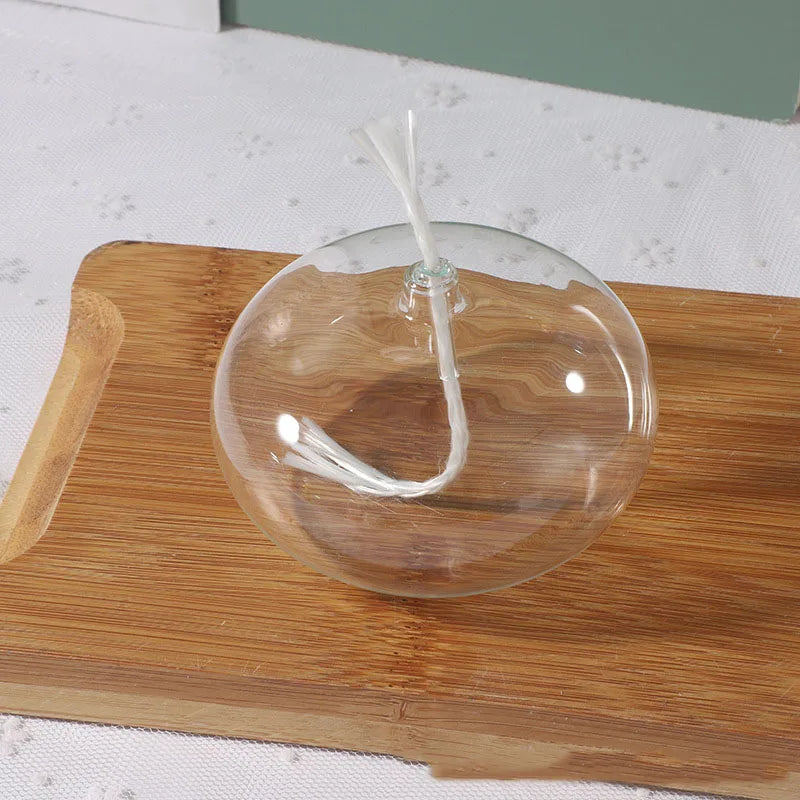 Glass Oil Lamp Set Glass  Lamp with Wick Desktop Emergency Light for Indoor Use Rustic Farmhouse Decoration Transparent
