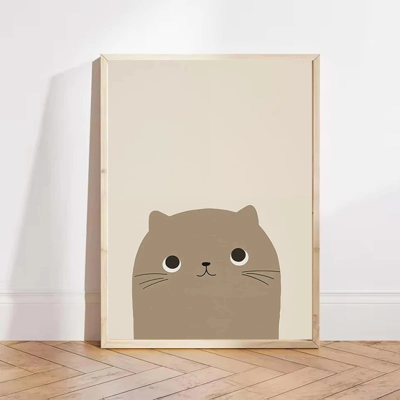Cartoon Cute Cat Posters and Prints Minimalist Canvas Paintings Modern Wall Art Picture for Kids Room Nursery Decor Gifts
