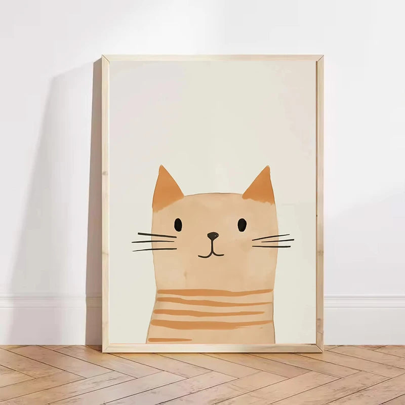Cartoon Cute Cat Posters and Prints Minimalist Canvas Paintings Modern Wall Art Picture for Kids Room Nursery Decor Gifts